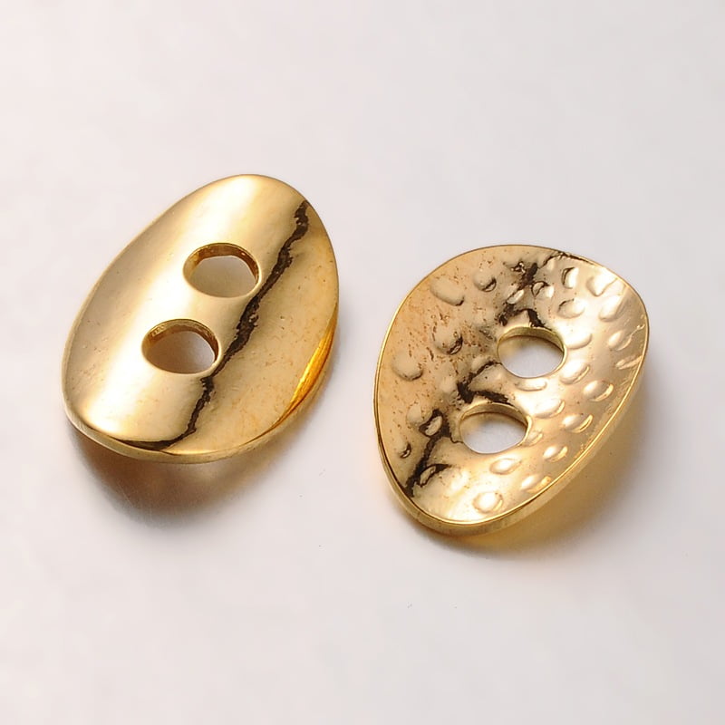 Brass Buttons 2-Hole Oval Mixed Color 14x10x1mm Hole: 2mm