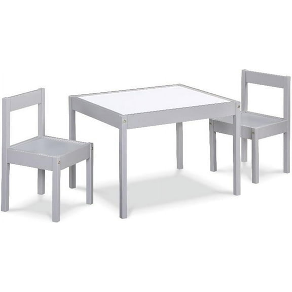3-Piece Dry Erase Kids Table & Chair Set, Gray