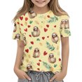 thumbnail image 2 of gljltg Unisex Kids Cute Printed Casual Short Sleeve T-Shirt, Boys and Girls' Round Neck Top for Toddlers and Big Kids, 2 of 7