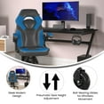 thumbnail image 6 of BizChair Gaming Chair Racing Office Computer PC Adjustable Chair with Flip-up Arms and Transparent Roller Wheels, Blue/Black LeatherSoft, 6 of 9