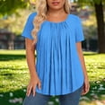 thumbnail image 6 of cocolona Womens Pleated Cute Plus Size Tops Crew Neck Short Sleeve Loose Shirts Casual Flowy Tunic Solid Color Blouses, 6 of 6