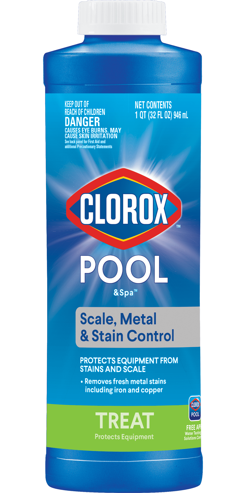 Clorox Pool&Spa Scale, Metal and Stain Control for Swimming Pools, 32 oz
