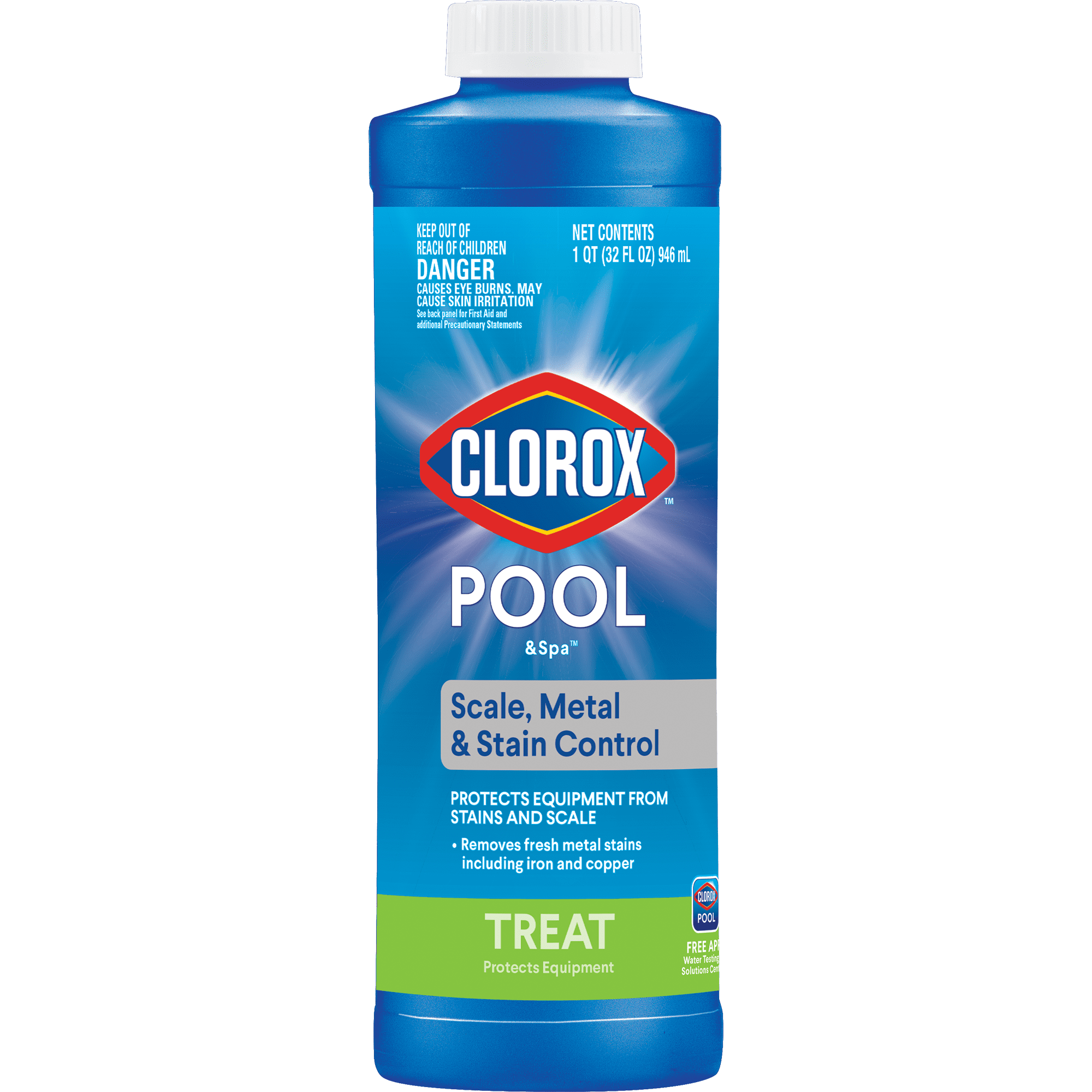 Clorox Pool&Spa Scale, Metal and Stain Control for Swimming Pools, 32 oz Liquid Swimming Pool Stain Remover