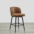 thumbnail image 2 of Spruce & Spring Counter Height Swivel Barstool with Metal Legs Set of 2, Cognac, Faux Leather, 2 of 9