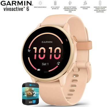 Garmin 010-02985-03 VIVOACTIVE 6 Health and Fitness GPS Smartwatch Pink Dawn with Silicone Band Bundle with 2 YR CPS Enhanced Protection Pack