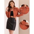 thumbnail image 2 of Chaqueta Corta de Pana para Mujer Chaqueta Corta Casual con Cremallera y Solapa Naranja oscuro L, 2 of 6