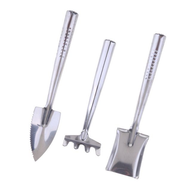 Juego de Herramientas de Jardinería Jardín 3pcs Conjunto Pala de Pala de Acero Inoxidable Macarena Mini pala rastrillo pala