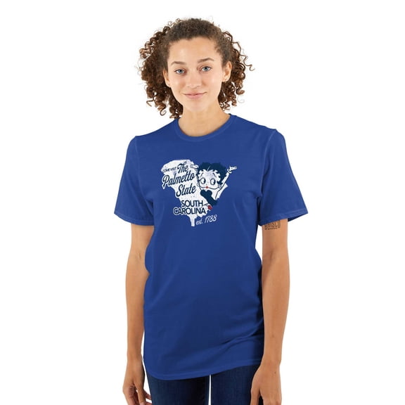 Betty Boop South Carolina Map Outline Women Plus Size Graphic Tee Tees Brisco Brands 3X