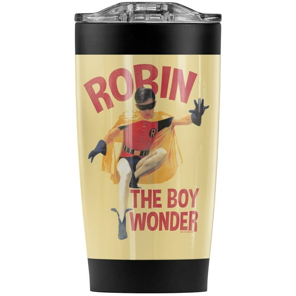 Batman Classic Tv Series/Robin Boy Wonder Stainless Steel Tumbler 20 oz Coffee Travel Mug/Cup, Vacuum Insulated & Double Wall with Leakproof Sliding Lid | Great for Hot Drinks and Cold Beverages