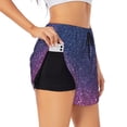 thumbnail image 3 of Lsque Violet Glitter Printed Women's Running Shorts with Liner Pockets,Elastic Quick Dry Workout Athletic Gym Yoga Shorts,Womens High Waist Shorts-X-Large, 3 of 9