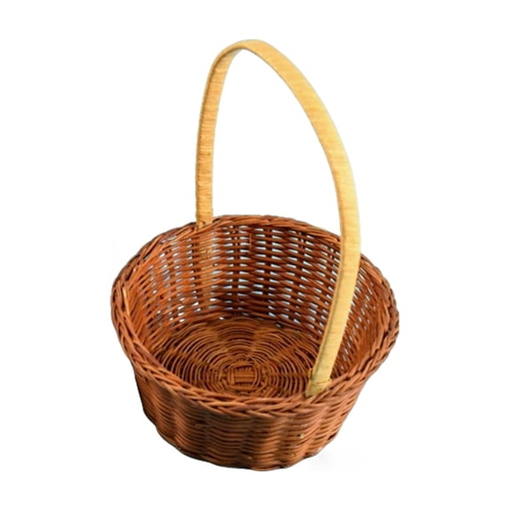 Leodye 1PCS Handwoven Rattan Wicker Basket with Handle, Versatile Flower Container for Wedding, Picnic and Indoor Home Decoration -7.87x5.51x5.51in