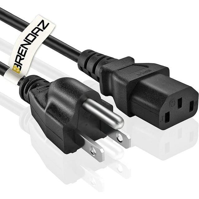 18 AWG Universal Power Cord â€“ Replacement 3Prong Power Connector Works for Computer, PCs