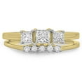 thumbnail image 3 of Dazzlingrock Collection 0.90 Carat (ctw) 14K Princess & Round Diamond 3 Stone Bridal Engagement Ring Set, Yellow Gold, Size 5, 3 of 4