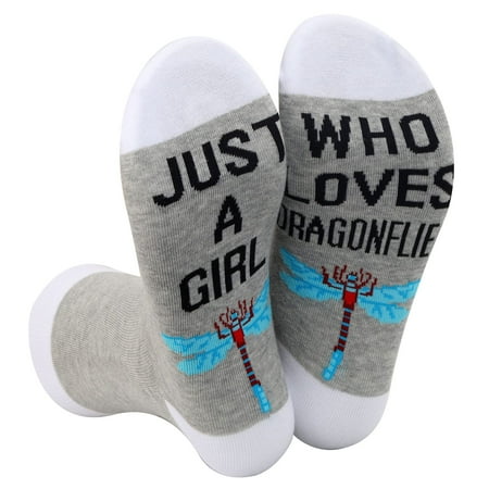 

WZMPA Dragonfly Novelty Socks Wildlife Dragonfly Lover Gifts Just A Girl Who Loves Dragonflies Socks Dragonfly Series Merchandise (Loves Dragonflies)