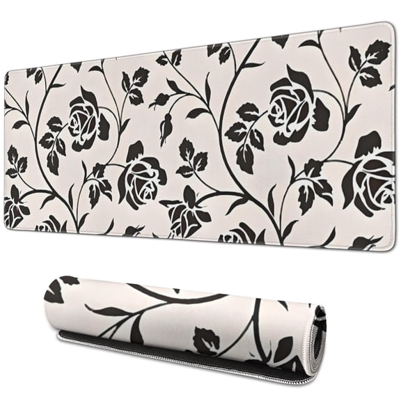 Long Mouse Pads for Desk,Pioneer Flower Floral Print Pattern Desk Mats on Top Of Desks, Desk Mouse Pad Extra Large with 3mm Non-Slip Base and Stitched Edge for Gaming,Office,Work,Home 31.5"x11.8"