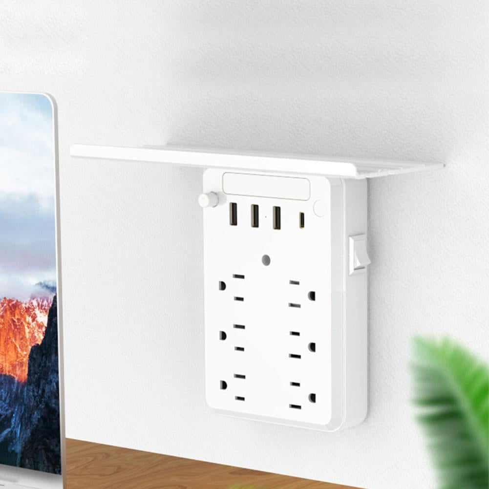 SharkTRUE Wall Outlet Extender with Shelf,Wall Outlet Extender Multiple Plug with Detachable Shelf for Home Dorm, Port, USB Ports and TypeC