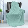 thumbnail image 4 of Art Deco Soft Flannel Fleece Throw Blanket, Oriental Style Repeating Curlicue Circular Pattern in Design Print, Cozy Plush for Indoor and Outdoor Use, 50" x 60", Seafoam White, by Ambesonne, 4 of 5