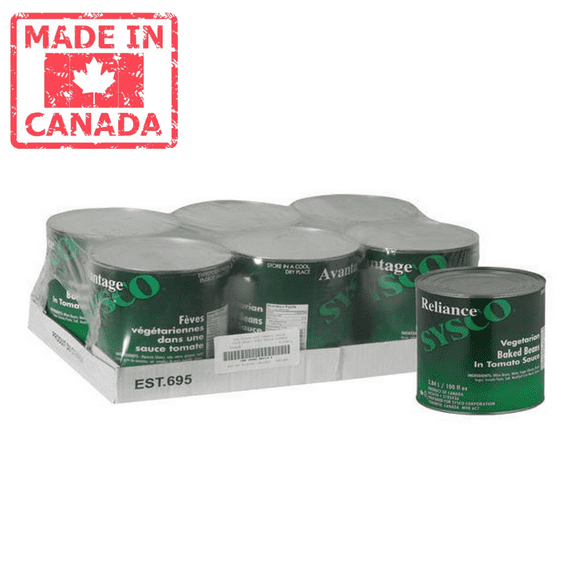Sysco Reliance Bean Baked Vegetarian In Tomato Sauce 2.84L/96 oz (6/Case) - Canadian Made