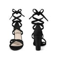 thumbnail image 5 of BLISSFUL STEP Lace Up Strappy Block Heel Sandals for Women - Perfect for Any Occasion Black 6, 5 of 6