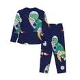 thumbnail image 2 of Goofa Astronaut Dinosaur and Space Printed Women’s 2 Piece Pajama Set Super,Pajamas Women's Long Sleeve Sleepwear Soft Button Down Loungewear Pjs Lounge Set Nightwear-Large, 2 of 9