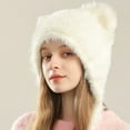 thumbnail image 4 of Naierhg Women Winter Hat Faux Fur Soft Fuzzy Ear Protection Cartoon Ear Decor Solid Color Elastic Anti-slip Windroof Warm Cozy Cap for Winter Grey, 4 of 8