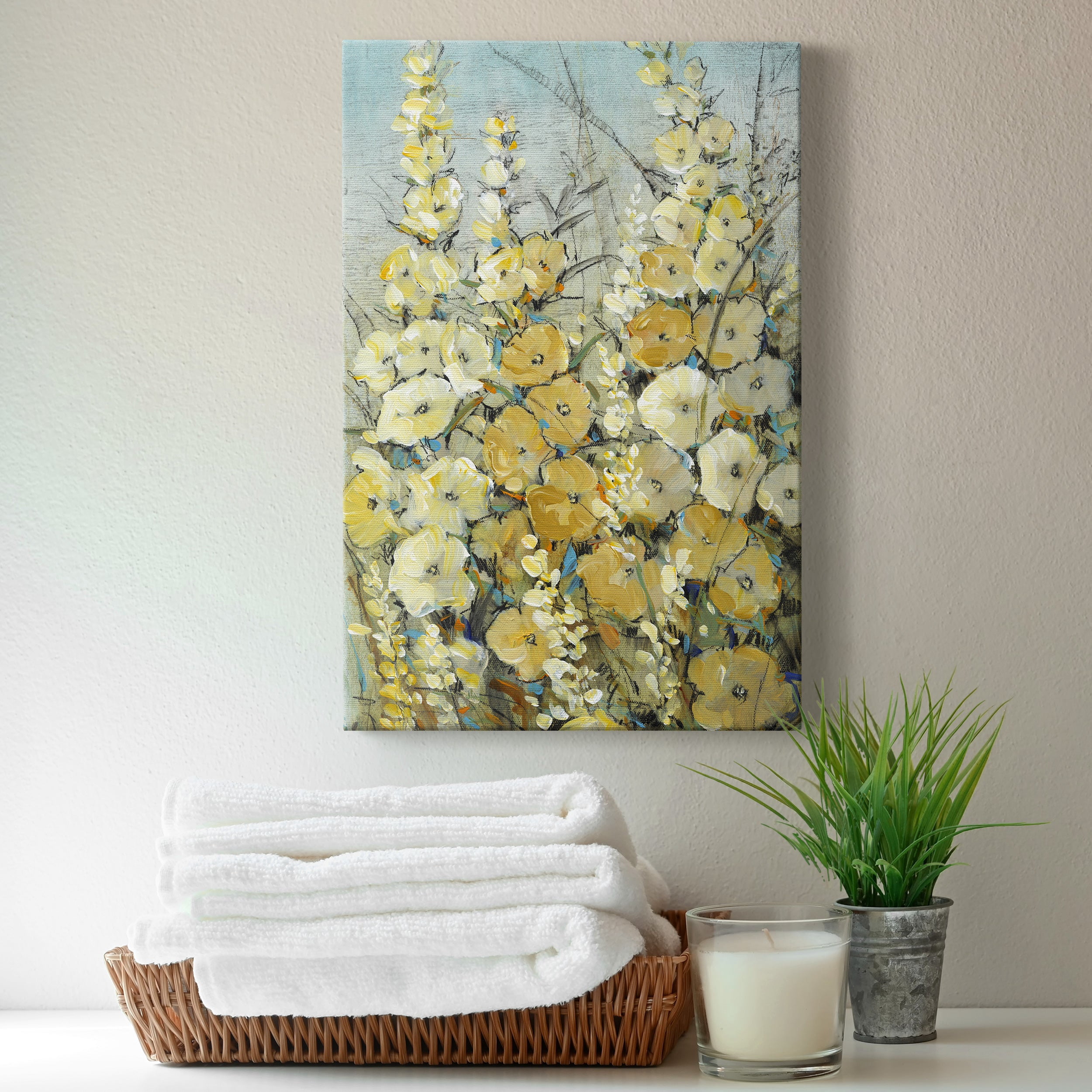 Cluster of Hollyhock II Premium Gallery Wrapped Canvas - Ready to Hang
