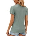 thumbnail image 4 of TEMOFON Summer Tops for Women Loose Fit Petal Sleeve Casual Tunic Cute Lace V Neck T Shirts Loose Green tshirt Size S, 4 of 4