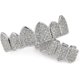 thumbnail image 3 of Diamond Grills for Your Teeth Women 18K Gold Plated Fully Iced Out CZ Vampire Top and Bottom Face Mouth Men with Extra Molding Bars Cosplay Costume--Silver set, 3 of 3