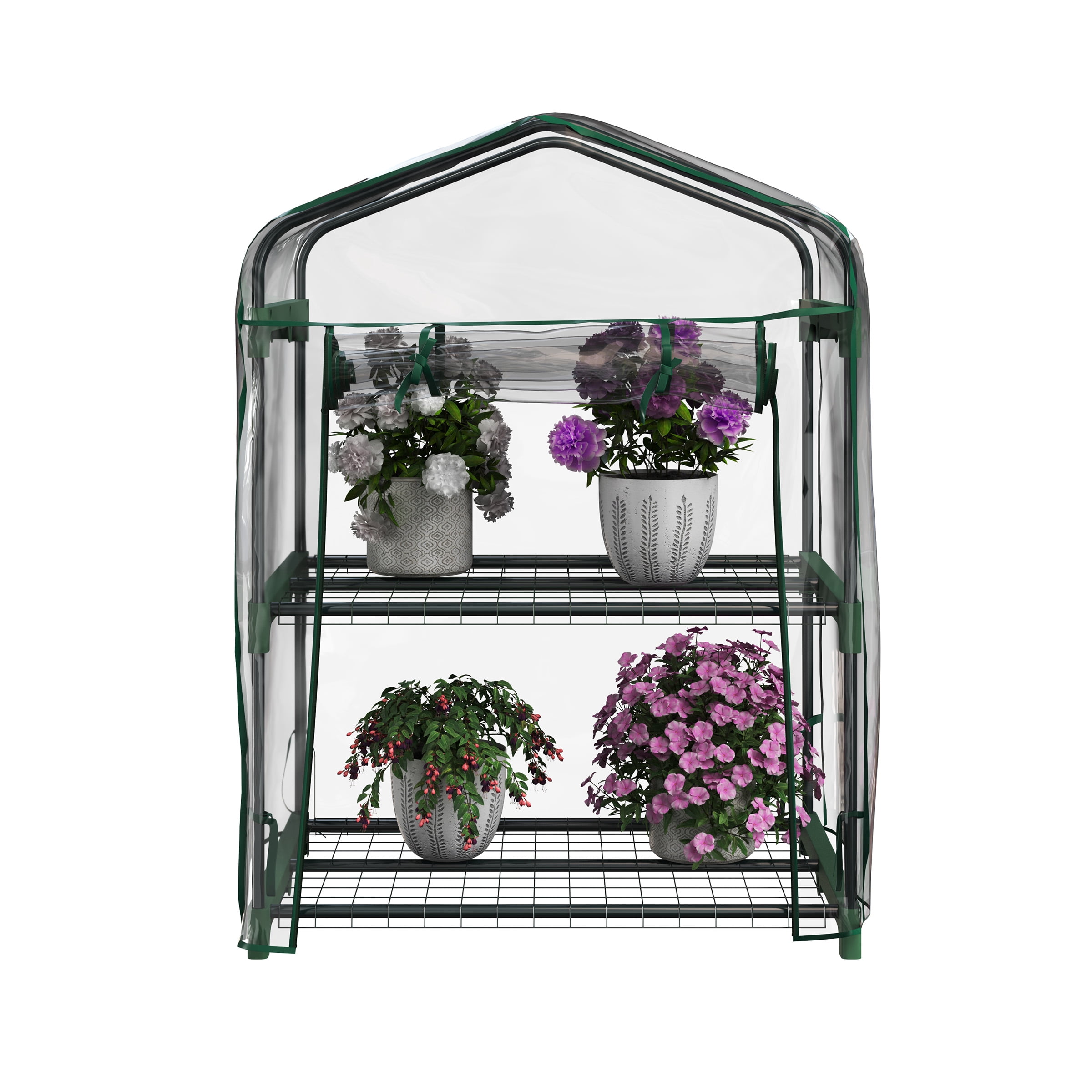 Home-Complete 2 Tier Mini Greenhouse with Steel Frame and PVC Cover