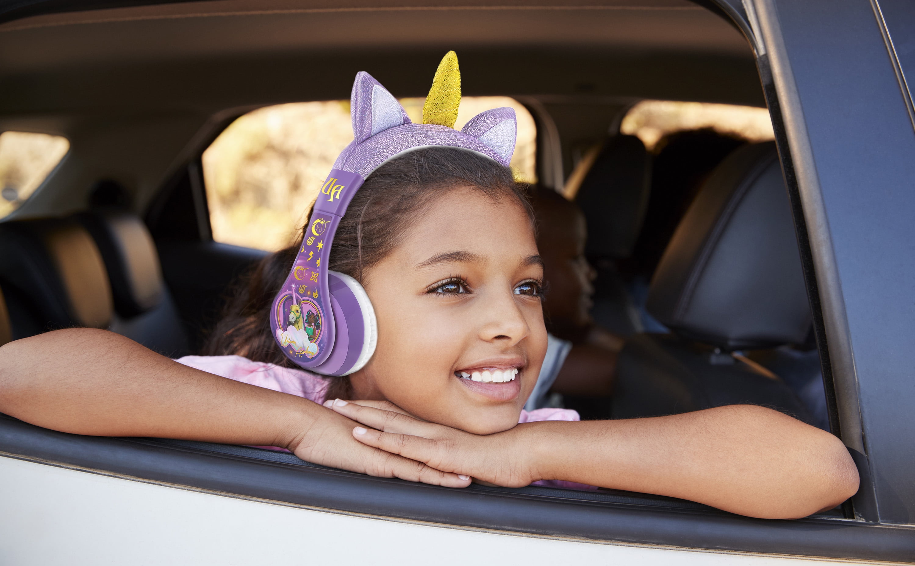 eKids Unicorn Academy Bluetooth Headphones, Wireless Headphones with Microphone Includes Aux Cord