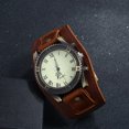 thumbnail image 7 of NovaStitch Men's Vintage Watch Punk Minimalist Leather Strap Watch with Pin Buckle, Fashion Casual Wristwatch for Daily Wear, Black Leather Band Watch for Men - Brown, 7 of 7
