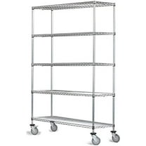 36" Deep x 36" Wide x 102" High 5 Tier Chrome Wire Shelf Truck with 1200 lb Capacity
