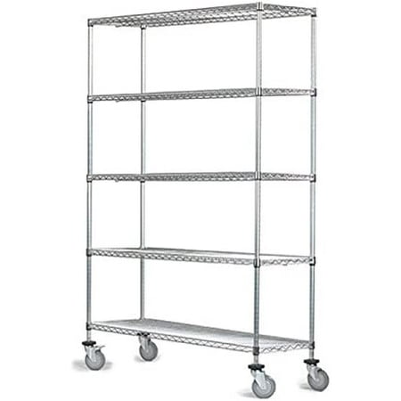 

12 Deep x 72 Wide x 92 High 5 Tier Chrome Wire Shelf Truck with 1200 lb Capacity