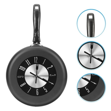 WHAMVOX Nordic Creative Frying Pan Wall Clock in Black Stainless Steel for Home Decoration 24.5 Inches