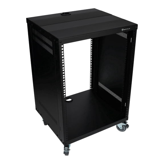 Rockville RR14U 14U Live Sound/Recording Studio Rack Case with Wheels, Reversible Rack Rails, Front & Rear Mounting, Cable Management Ports, 440lb Capacity