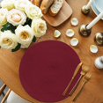 thumbnail image 2 of Pure Red Wine Round 13 Inch Placemats Set of 6, Simple Solid Color HeatResistant Non Slip Place Mats for Dining Table, Wipeable Braided Kitchen Table Mats for Housewarming, 2 of 9