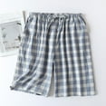 thumbnail image 3 of SWSMCLT Men's Pajamas Shorts Soft Pjs Summer Thin Lounge Drawstring Pj Shorts Plaid Printed Cool Cotton Short Blue X-Large, 3 of 4