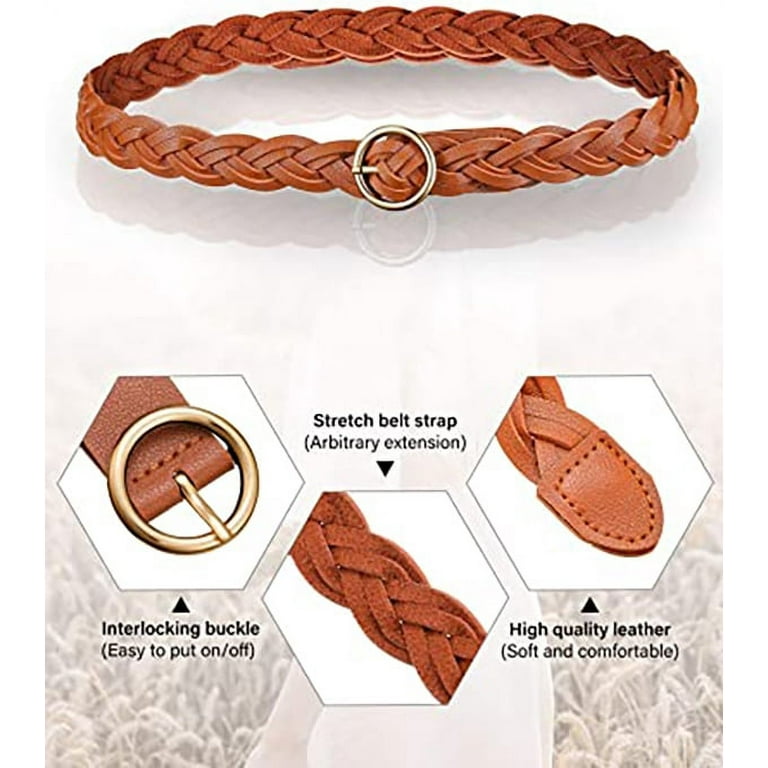 WHIPPY Braided Leather Belts for Men, Mens Woven Belt for Jeans Pants 