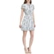 thumbnail image 5 of Vestido de gasa floral con volantes y cuello en V para mujer, con mangas acampanadas y lazo, por encima de la rodilla, A-line, M, blanco, 5 of 7