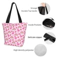 thumbnail image 5 of Vsdgher Cute Flamingo print Reusable Shopping Grocery Bags for Women Shopping with Pouch Foldable Pouch Lightweight Polyester Fabric, 5 of 6
