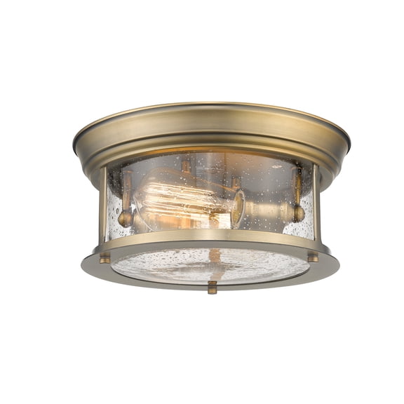 2 Light Flush Mount In Seaside Style 11 Inches Wide By 5.5 Inches High-Heritage Brass Finish Z-Lite 727F10-Hbr