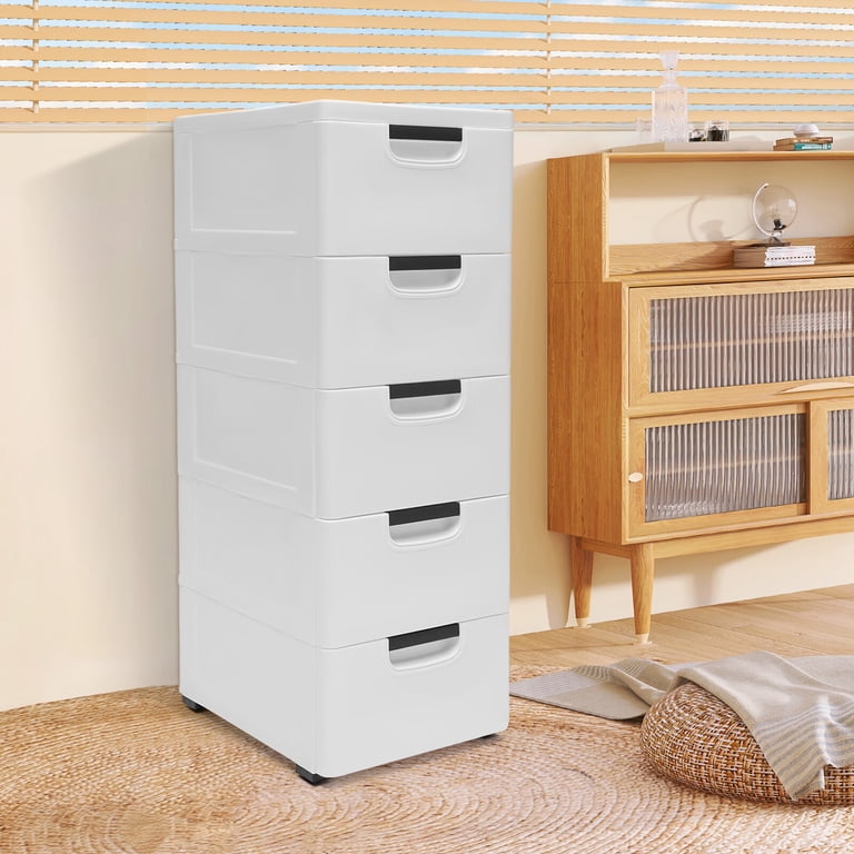 Storage 5 Drawers Stackable Closet Storage Tower 5-Drawer Stackable Storage Cabinet – Vertical Closet Organizer, 55 Lb ...