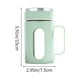 thumbnail image 3 of Taza de vidrio aislante de doble pared con tapa y asa | Taza de té de borosilicato de 473 ml | Vasos de oficina resistentes al calor y al frío | Opciones en rosa, verde y azul, 3 of 6
