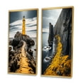 thumbnail image 3 of Designart "Lighthouse Photo Grey and Yellow Serenity II" Lighthouses Framed Wall Art Set Of 2 - Grey Beach Gallery Wall Frame Set For Home Decor, 3 of 7