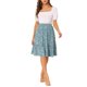 thumbnail image 2 of Falda Midi Floral con Volantes de Cintura Elástica A-Line para Mujeres INSPIRE CHIC en Azul Polvoriento L, 2 of 6