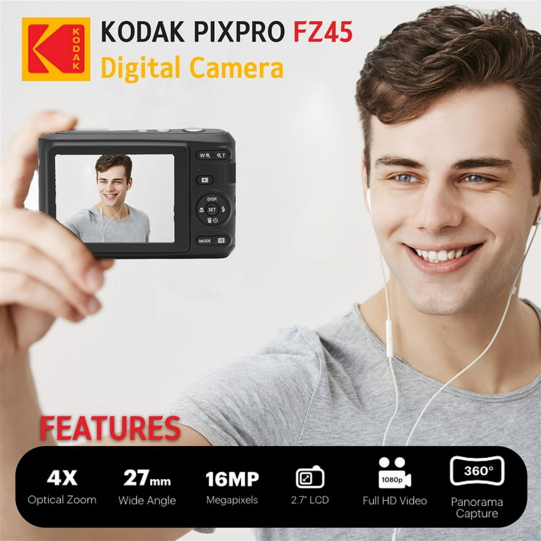 Kodak PIXPRO FZ45 Red Camera with 128GB SDXC Card, Case, 4x Kodak PIXPRO FZ45 Red Camera with 128GB SDXC Card, Case, 4x
