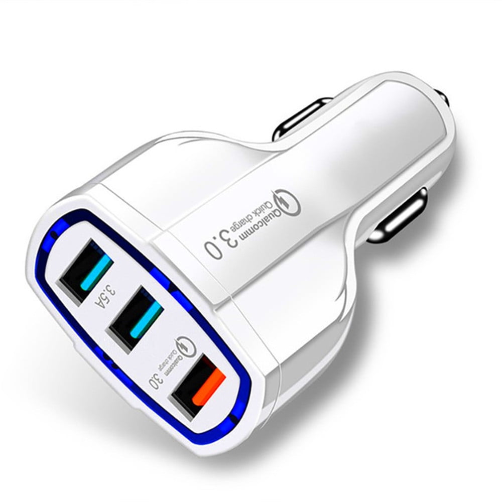 3-Port USB QualComm Quick Charge Car Charger Fast QC3.0 USB Port For iPhone X iPhone 8 Plus Samsung Galaxy S8 S8+ Plus S9 S9+ Plus Note 9 S7 Edge Note 4 LG G7 OnePlus 5 Google Pixel 2 XL (10-Pack)