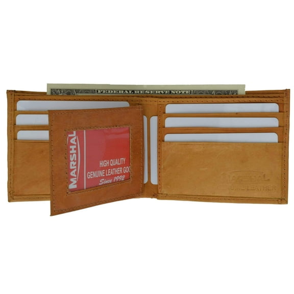 Cowhide Leather Mens Wallet with Center Flap and ID Window 1152 CF