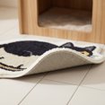 thumbnail image 5 of Black Cat Lying On Round Cushion Shaped Doormat, Fluffy Cartoon Kitten Floor Rug, Non Slip Absorbent Indoor Bedroom Mat for Cat Lovers Home Decor, 5 of 7