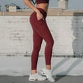 thumbnail image 5 of 90 Degree By Reflex High Waist Fleece Lined Leggings with Side Pocket - Yoga Pants - Crimson Jack with Pocket - Small, 5 of 6